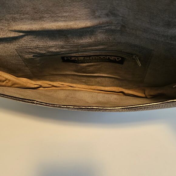 Vintage Furst & Mooney Patchwork Animal Skin Half Moon Circle Clutch - Picture 8 of 12